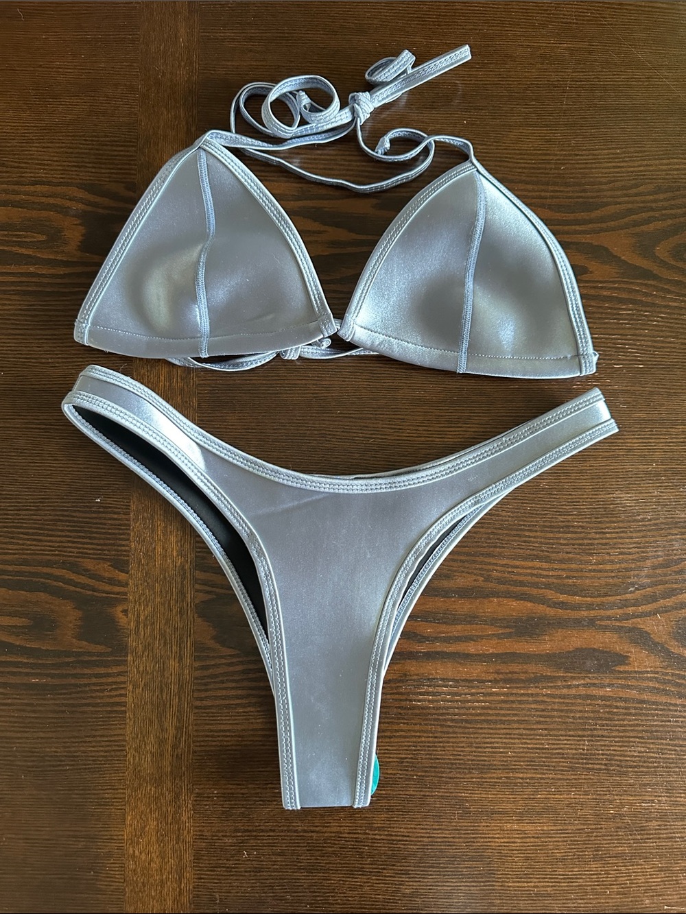 Shimmer Silver Triangle Bikini Set - Women Swim